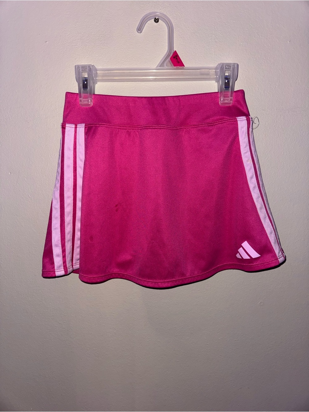 adidas Hot Pink Girls' Athletic Skort with White Stripes